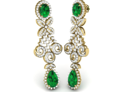 Printable 3D Jewelry design of Earrings with diamonds 3D Model