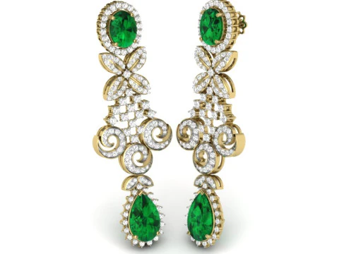 다이아몬드가 박힌 귀걸이의 인쇄 가능한 3D 주얼리 디자인 3D 모델