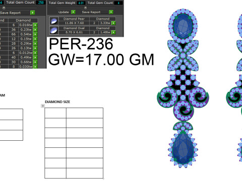 Printable 3D Jewelry design of Earrings with diamonds Modello 3D