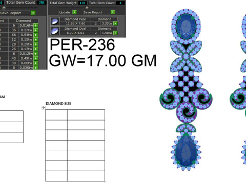 Printable 3D Jewelry design of Earrings with diamonds 3D Model