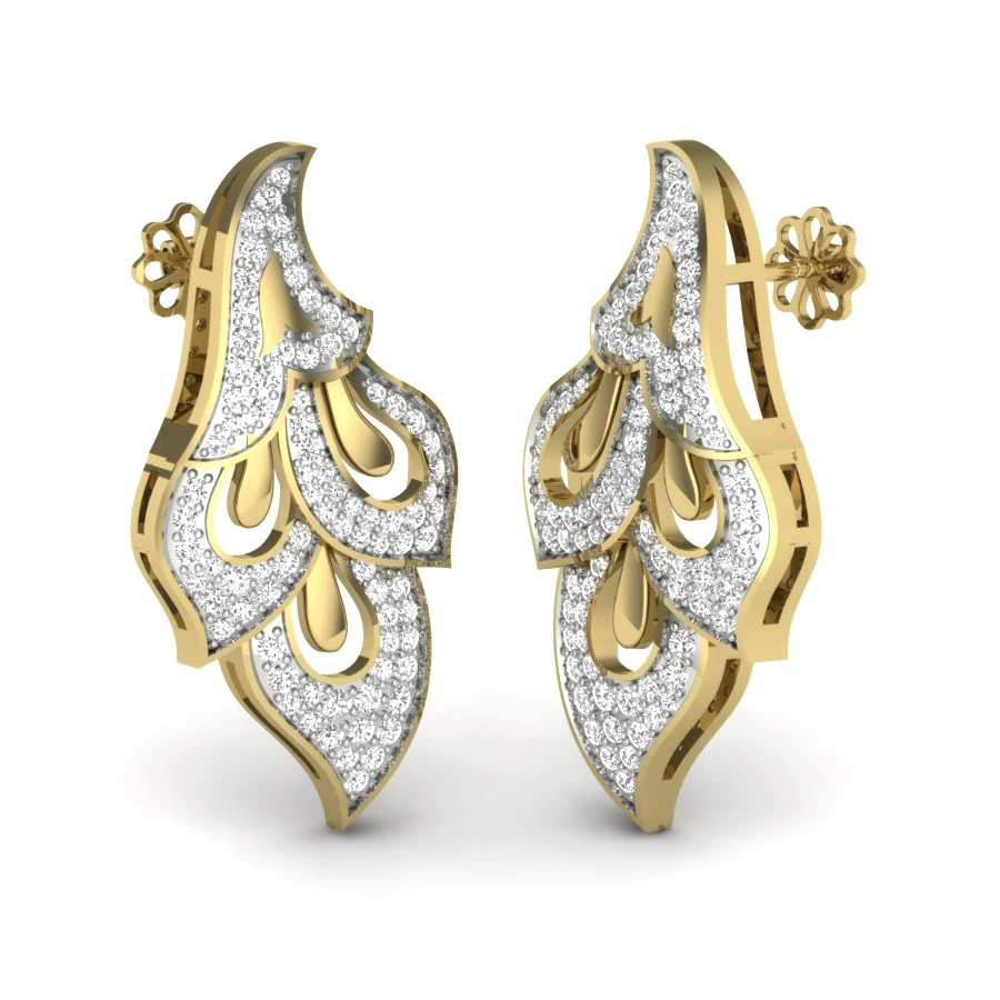 Printable 3D Jewelry design of Earrings with diamonds 3D Model .c4d .max .obj .3ds .fbx .stl .blend 