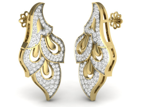 Printable 3D Jewelry design of Earrings with diamonds 3D Modell