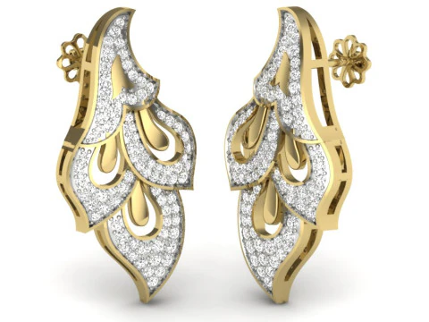 Dise&ntilde;o de joyer&iacute;a 3D imprimible de pendientes con diamantes. Modelo 3D