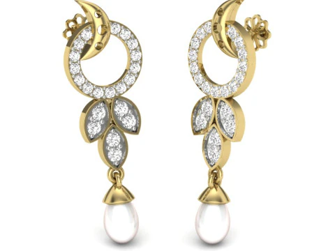 Printable 3D Jewelry design of Earrings with diamonds 3D Model