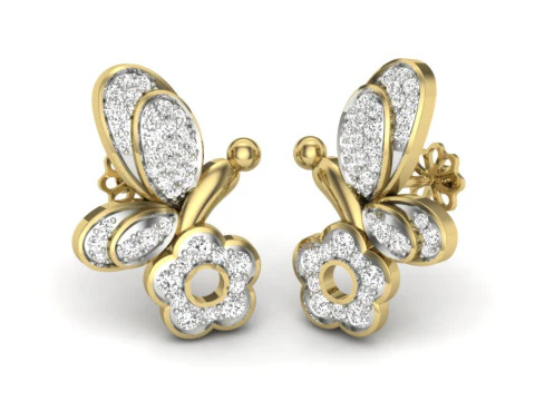 Druckbares 3D-Schmuckdesign von Ohrringen mit Diamanten 3D Modell