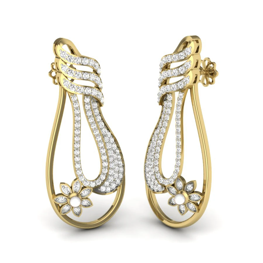 Printable 3D Jewelry design of Earrings with diamonds 3D Model .c4d .max .obj .3ds .fbx .stl .blend 