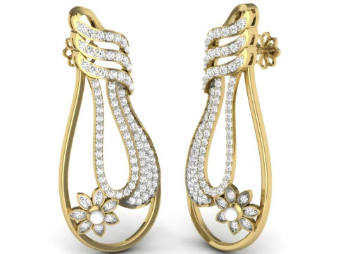 Printable 3D Jewelry design of Earrings with diamonds 3D Model