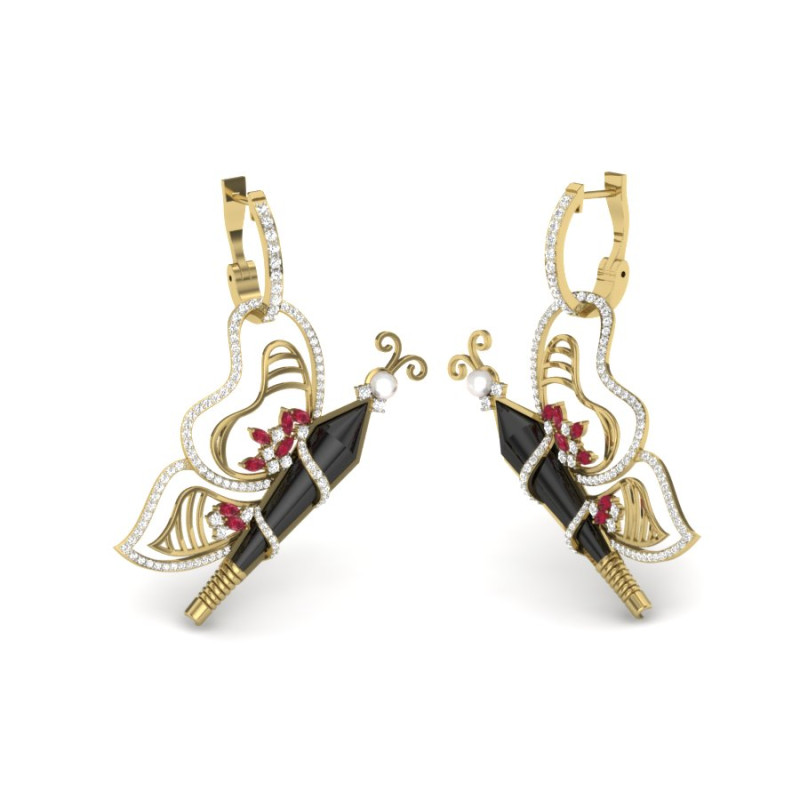 Printable 3D Jewelry design of Earrings with diamonds 3D Model .c4d .max .obj .3ds .fbx .stl .blend