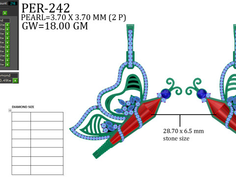 Printable 3D Jewelry design of Earrings with diamonds 3D Model