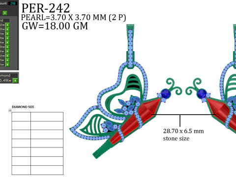 Printable 3D Jewelry design of Earrings with diamonds 3D Model