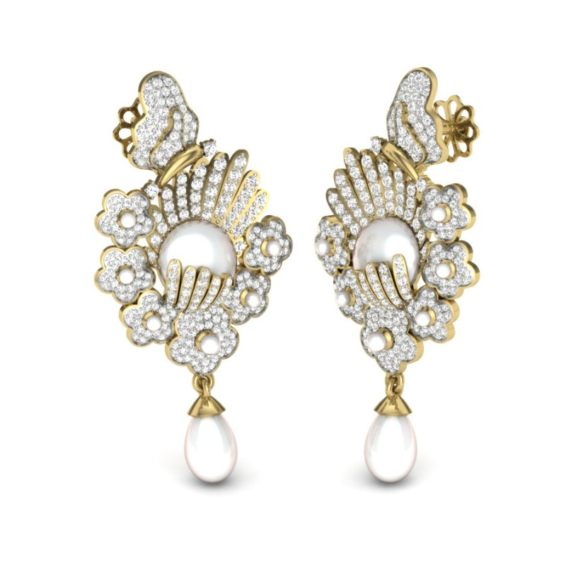 Printable 3D Jewelry design of Earrings with diamonds Modello 3D .c4d .max .obj .3ds .fbx .stl .blend