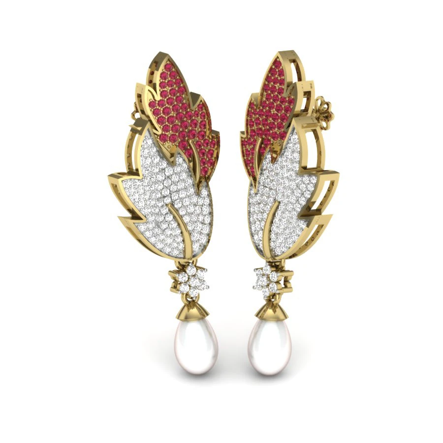 Printable 3D Jewelry design of Earrings with diamonds 3D Model .c4d .max .obj .3ds .fbx .stl .blend 