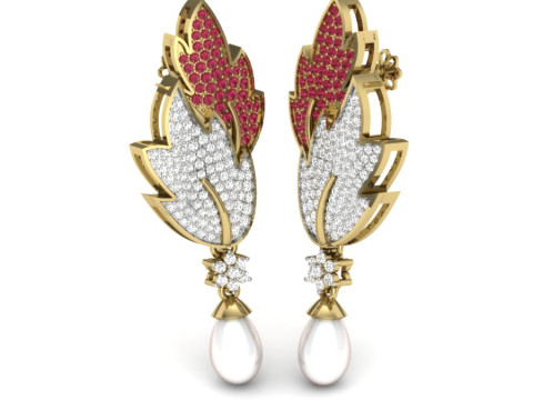 Printable 3D Jewelry design of Earrings with diamonds 3D Modell