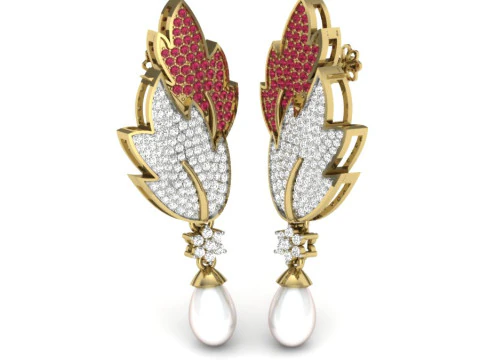 Printable 3D Jewelry design of Earrings with diamonds 3D Model