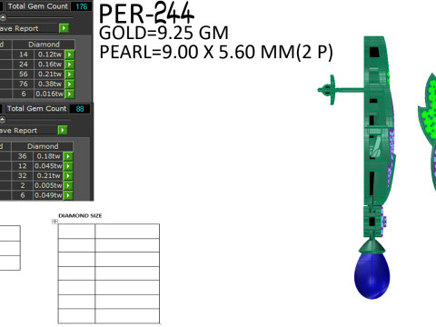 Printable 3D Jewelry design of Earrings with diamonds Modello 3D
