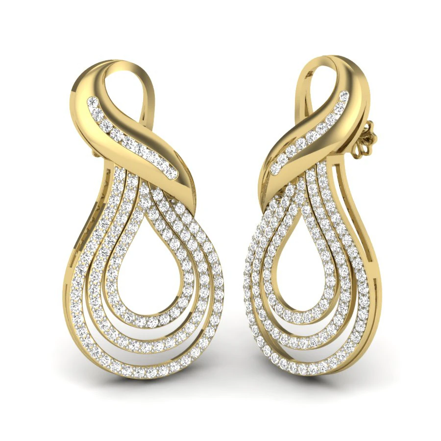 Printable 3D Jewelry design of Earrings with diamonds 3D Model .c4d .max .obj .3ds .fbx .stl .blend 