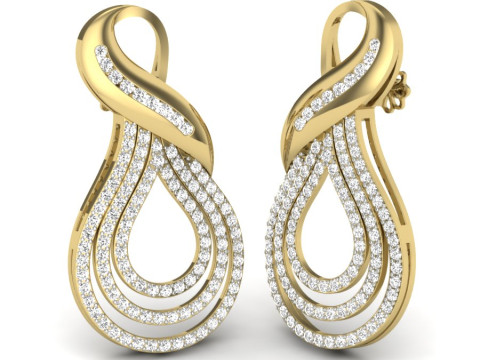 Printable 3D Jewelry design of Earrings with diamonds Modelo 3D