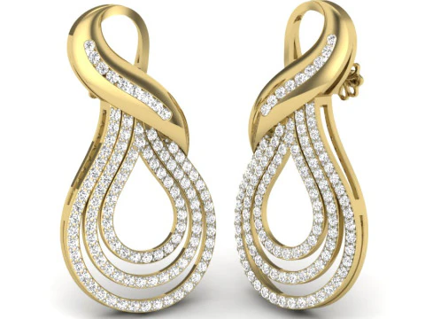 Printable 3D Jewelry design of Earrings with diamonds 3D Model