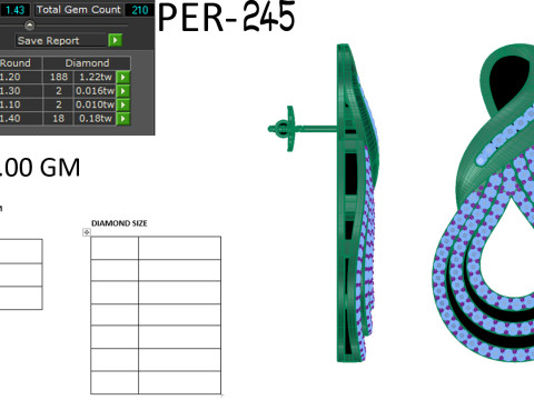 Printable 3D Jewelry design of Earrings with diamonds Modèle 3D