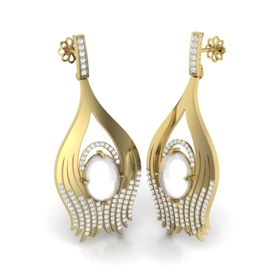 Printable 3D Jewelry design of Earrings with diamonds 3D Model .c4d .max .obj .3ds .fbx .stl .blend 