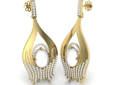 Printable 3D Jewelry design of Earrings with diamonds Model 3D