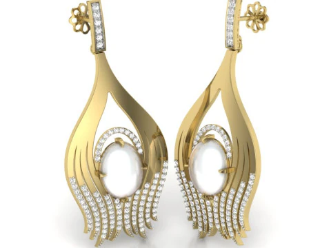 Printable 3D Jewelry design of Earrings with diamonds 3D Model