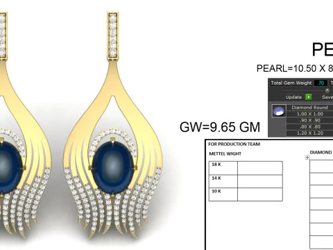 Printable 3D Jewelry design of Earrings with diamonds 3D Model