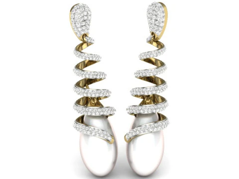 Printable 3D Jewelry design of Earrings with diamonds 3D Model