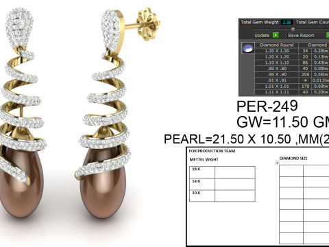 Printable 3D Jewelry design of Earrings with diamonds 3D Model