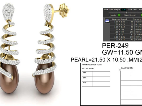 Printable 3D Jewelry design of Earrings with diamonds 3D Model