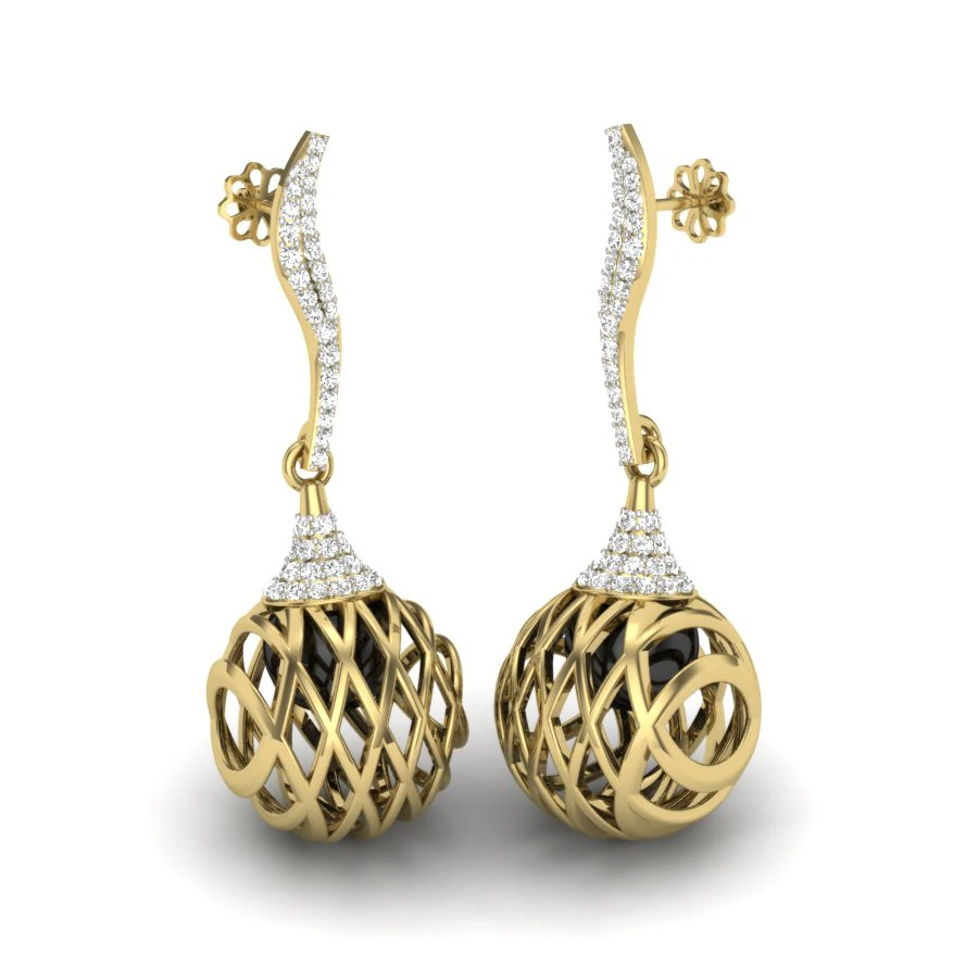 Printable 3D Jewelry design of Earrings with diamonds 3D Model .c4d .max .obj .3ds .fbx .stl .blend 