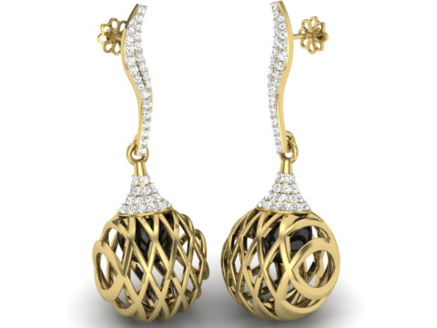 Printable 3D Jewelry design of Earrings with diamonds 3D Modell