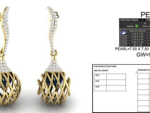 Printable 3D Jewelry design of Earrings with diamonds 3D मॉडल