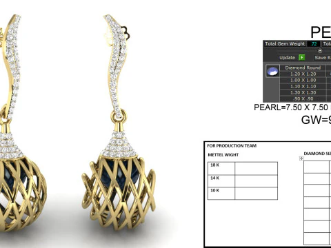 Printable 3D Jewelry design of Earrings with diamonds 3D Model