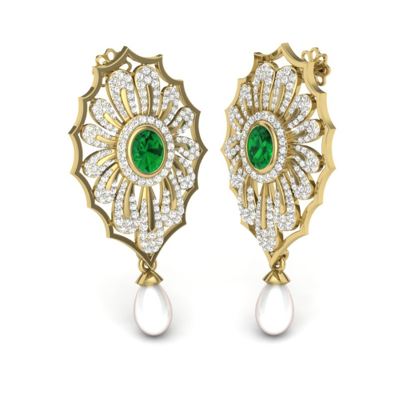 Printable 3D Jewelry design of Earrings with diamonds Modèle 3D .c4d .max .obj .3ds .fbx .stl .blend