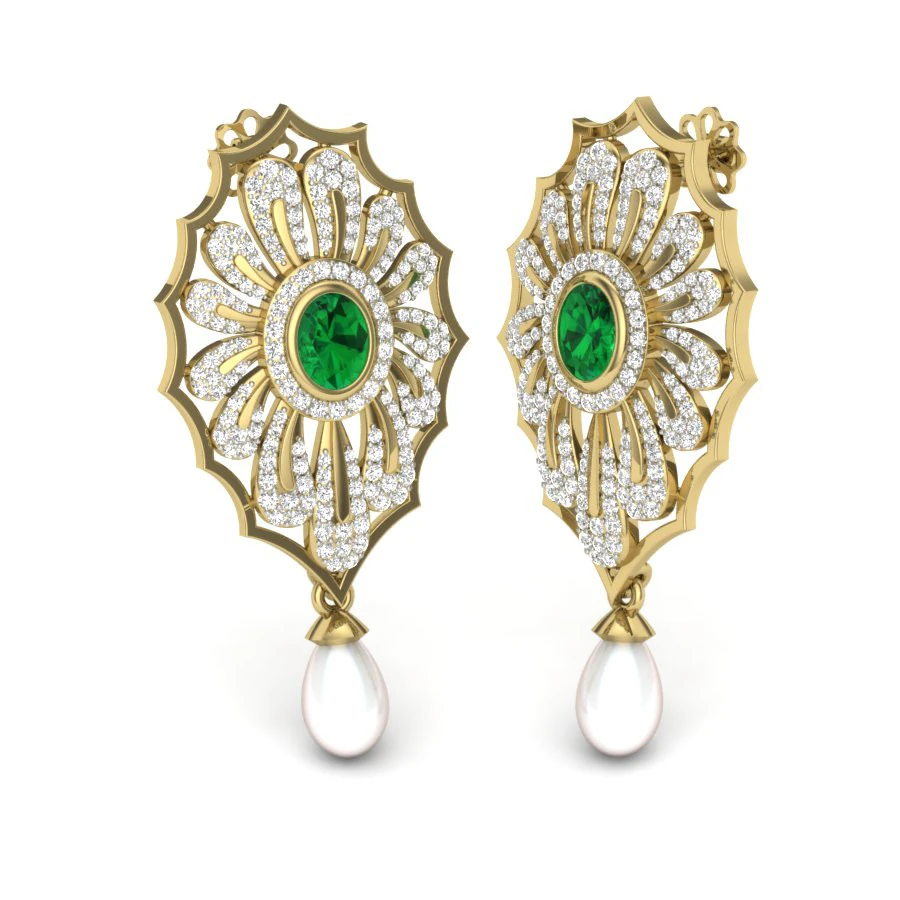 Printable 3D Jewelry design of Earrings with diamonds 3D Model .c4d .max .obj .3ds .fbx .stl .blend