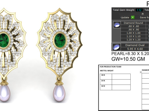 Printable 3D Jewelry design of Earrings with diamonds Modèle 3D