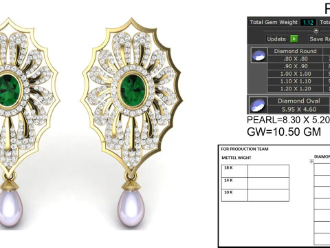 Printable 3D Jewelry design of Earrings with diamonds 3D Model