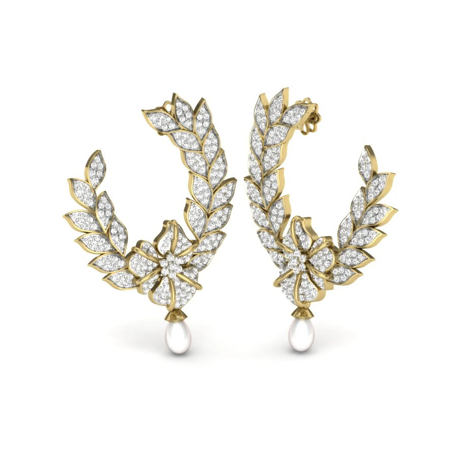 Printable 3D Jewelry design of Earrings with diamonds 3D Model .c4d .max .obj .3ds .fbx .stl .blend 