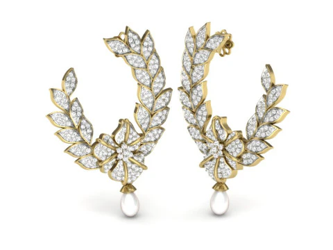 Printable 3D Jewelry design of Earrings with diamonds 3D Model