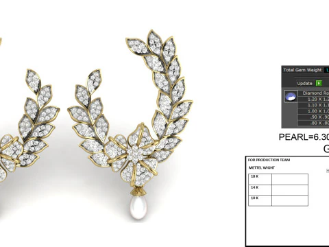 Printable 3D Jewelry design of Earrings with diamonds 3D Model