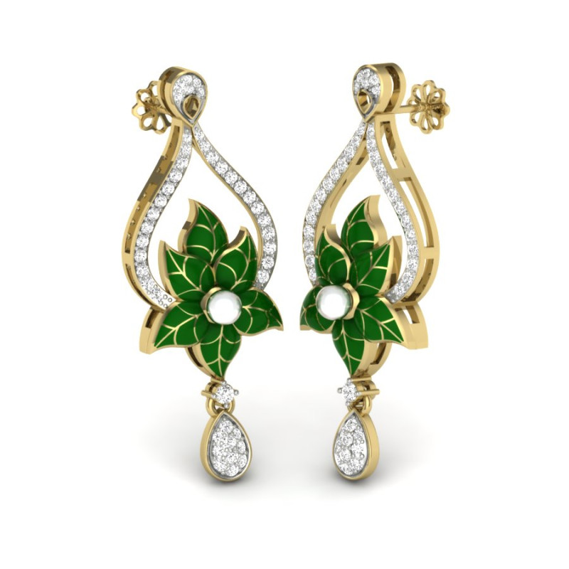 Printable 3D Jewelry design of Earrings with diamonds Modèle 3D .c4d .max .obj .3ds .fbx .stl .blend