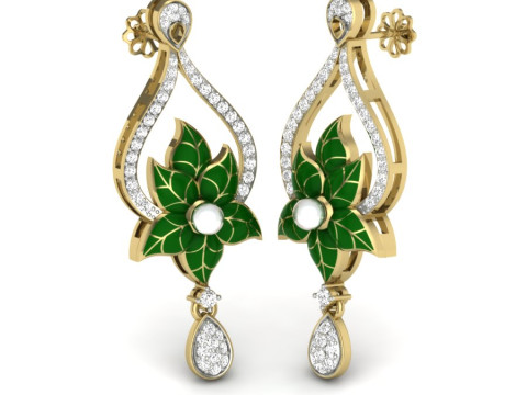 Printable 3D Jewelry design of Earrings with diamonds 3D Modell