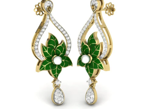 Printable 3D Jewelry design of Earrings with diamonds 3D Model