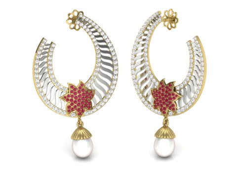 Printable 3D Jewelry design of Earrings with diamonds 3D Modell