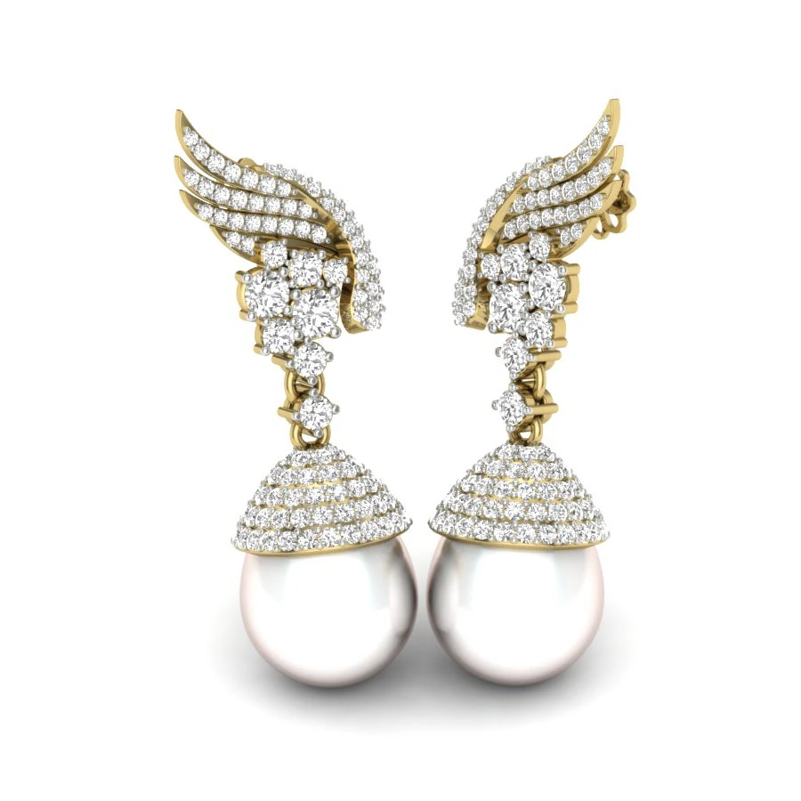 Printable 3D Jewelry design of Earrings with diamonds 3D Model .c4d .max .obj .3ds .fbx .stl .blend 