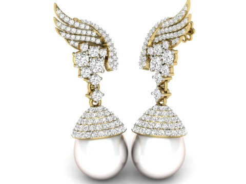 Printable 3D Jewelry design of Earrings with diamonds 3D Modell