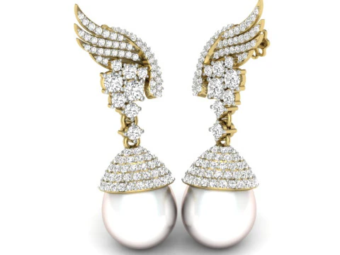 Printable 3D Jewelry design of Earrings with diamonds 3D Model