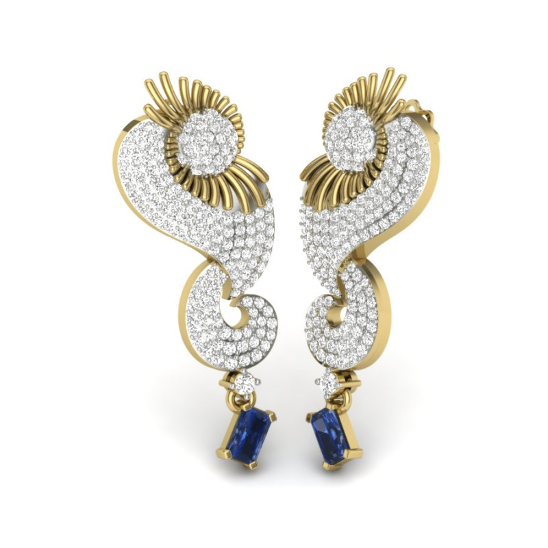 Printable 3D Jewelry design of Earrings with diamonds 3D Model .c4d .max .obj .3ds .fbx .stl .blend 