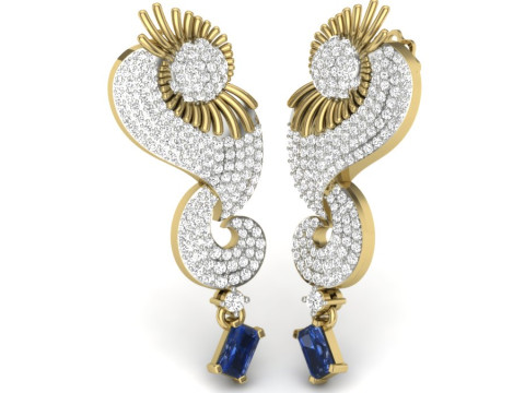 Printable 3D Jewelry design of Earrings with diamonds 3D Modell